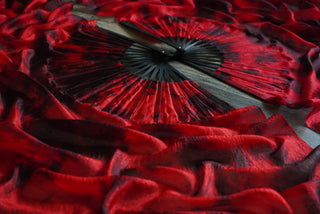 Black Bamboo Infernal Rose - Queen Size Half Moon Practice Fans