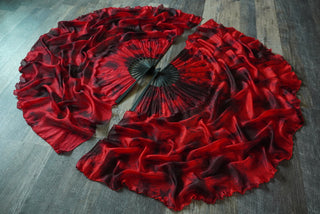 Black Bamboo Infernal Rose - Queen Size Half Moon Practice Fans