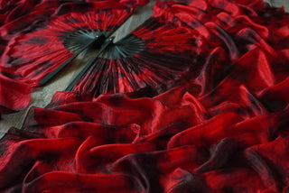 Black Bamboo Infernal Rose - Queen Size Half Moon Practice Fans