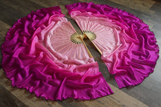 Hibiscus - Queen Size Half Moon Practice Fans - DISCOUNT