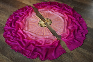 Hibiscus - Queen Size Half Moon Practice Fans - DISCOUNT