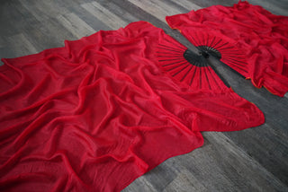 Gold Thread Ruby Dragon - Standard Size Practice Fans