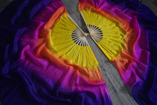 Solar Flare - Gold Thread - Standard Size Half Moon Practice Fans