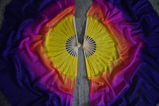 Solar Flare - Gold Thread - Standard Size Half Moon Practice Fans