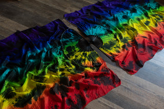 Black Rainbow - Queen Size Practice Fans - DISCOUNT - Black Bamboo Color Defect