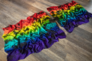 Black Rainbow - Queen Size Practice Fans - DISCOUNT - Black Bamboo Color Defect
