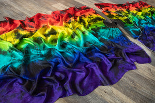 Black Rainbow - Queen Size Practice Fans - DISCOUNT - Black Bamboo Color Defect