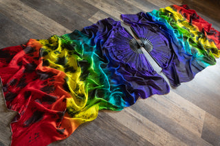Black Rainbow Horizon - Queen Size Practice Fans - DISCOUNT - Black Bamboo Color Defect