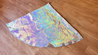 MTO Flower Petal Flags Set // Silver // Vegan Holographic Lame fabric // 32 inches across // poles not included // 1-3 week creation time